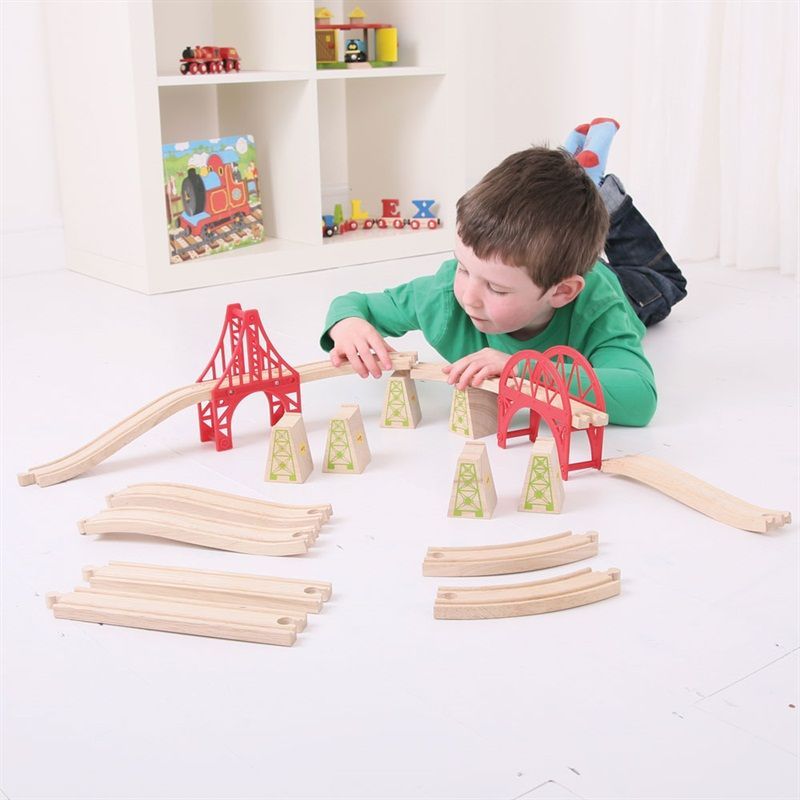 Bigjigs Rail Dřevěné koleje set most 18 dílů - obrázek 9