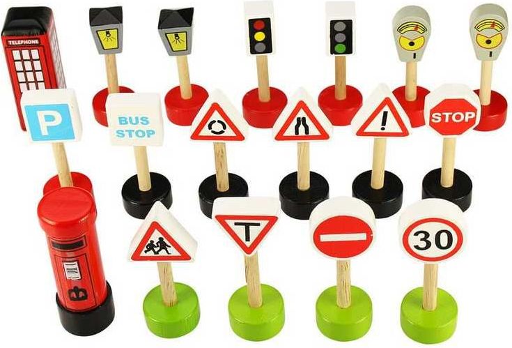 Bigjigs Rail Dřevěné autodráhy sada dopravních značek - obrázek 2