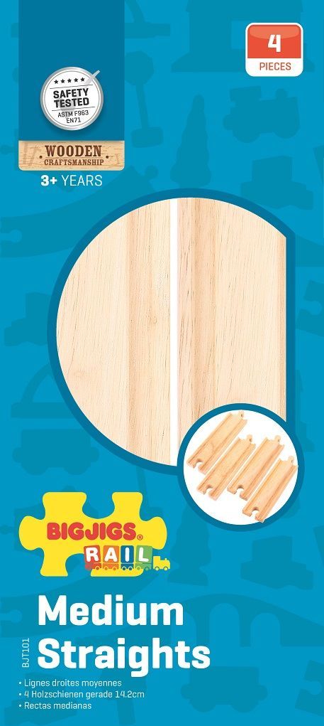 Bigjigs Rail Střední rovné koleje 16cm 4ks - obrázek 6