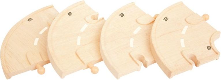 Bigjigs Rail Dřevěné autodráhy zatáčka 4ks - obrázek 1