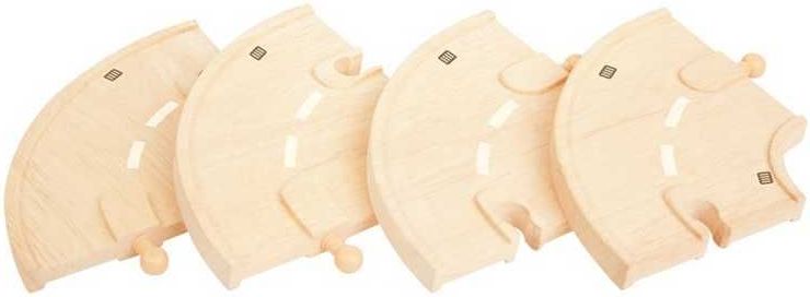 Bigjigs Rail Dřevěné autodráhy zatáčka 4ks - obrázek 3