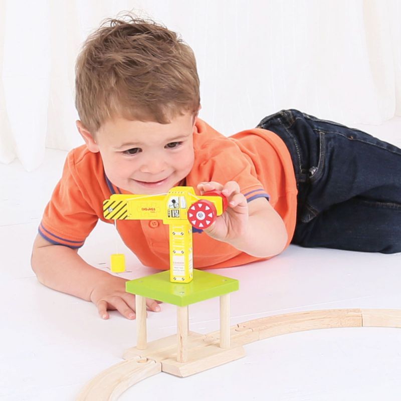 Bigjigs Rail Velký jeřáb žlutý - obrázek 3