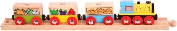 Bigjigs Rail Nákladní vlak se zeleninou + 3 koleje - obrázek 1