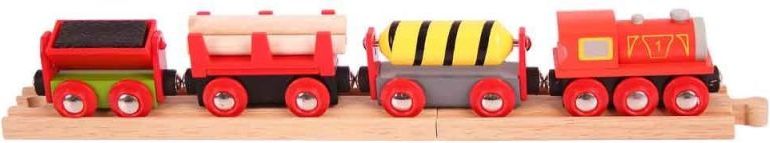 Bigjigs Rail Nákladní vlak červený + 3 koleje - obrázek 1
