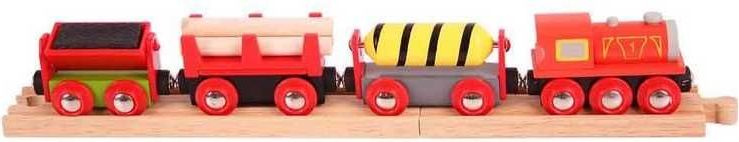 Bigjigs Rail Nákladní vlak červený + 3 koleje - obrázek 4