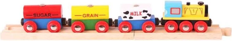 Bigjigs Rail Nákladní vlak s potravinami + 2 koleje - obrázek 1
