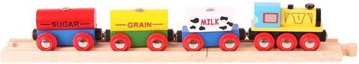Bigjigs Rail Nákladní vlak s potravinami + 2 koleje - obrázek 3