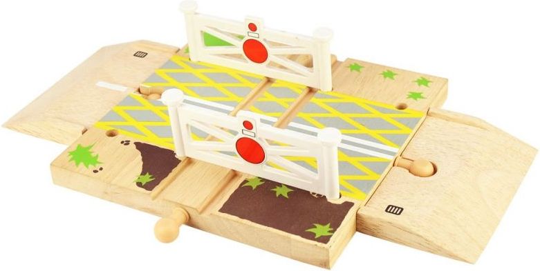 Bigjigs Rail Dřevěné autodráhy železniční přejezd s brankami - obrázek 1