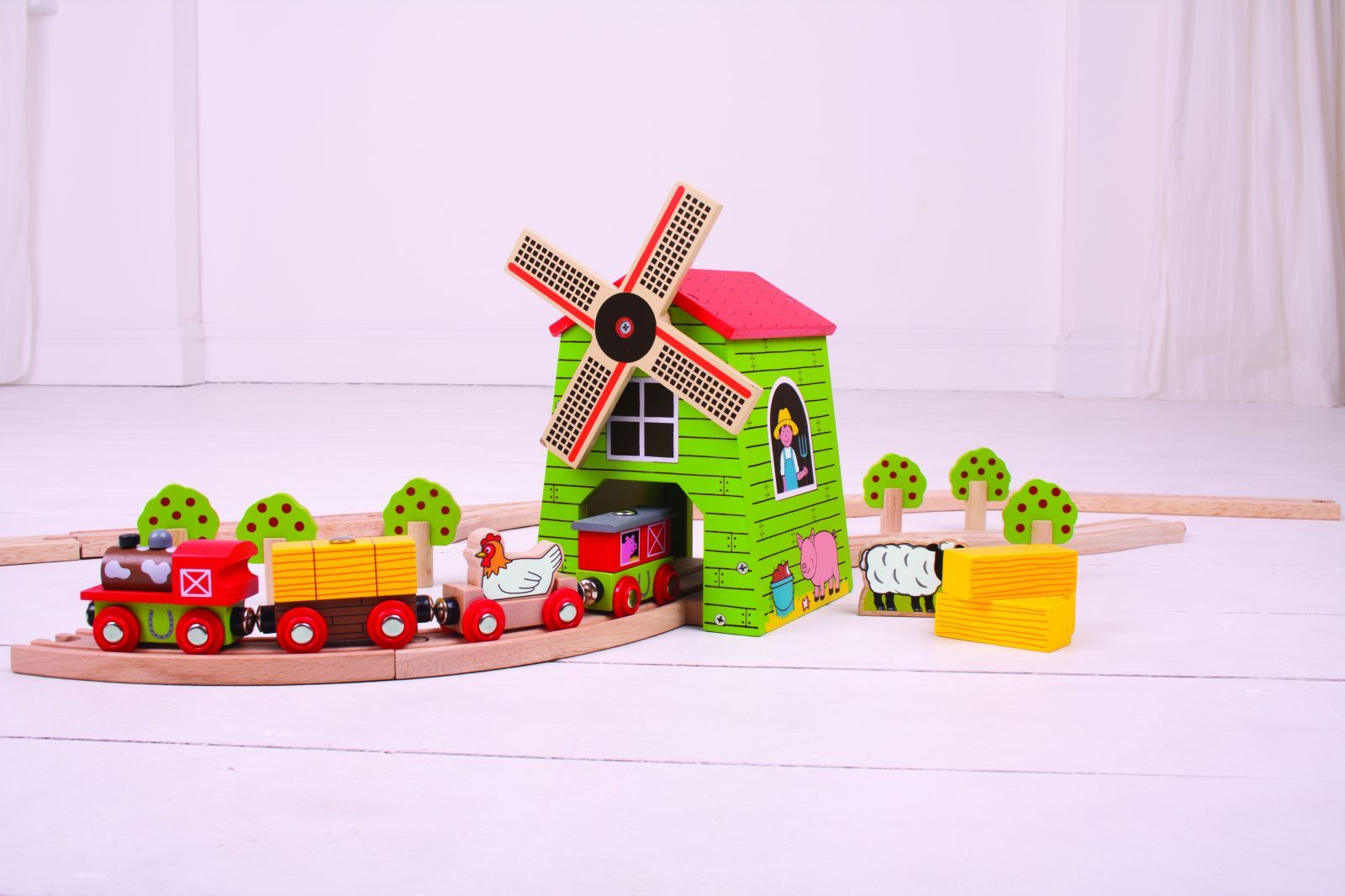 Vláčkodráha tunely - Farma tunel, Větrný mlýn (Bigjigs) - obrázek 6