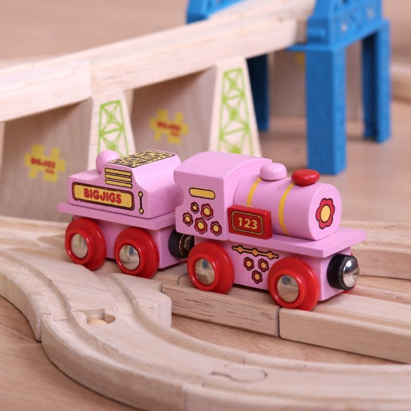 Bigjigs Rail Růžová mašinka s tendrem - obrázek 3