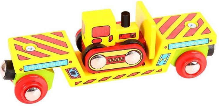 Bigjigs Rail Vagon s buldozerem + 2 koleje - obrázek 1
