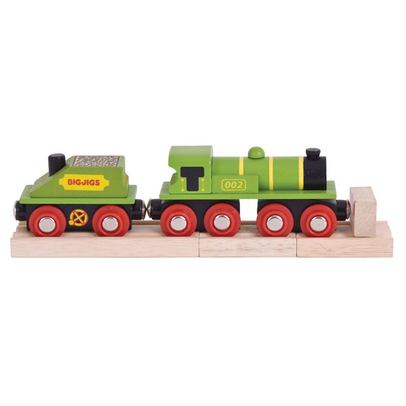 Zelená lokomotiva s tendrem + 3 koleje Bigjigs Rail - obrázek 2