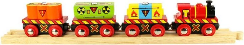 Bigjigs Rail Vláček s nebezpečným nákladem + 2 koleje - obrázek 1