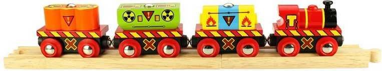 Bigjigs Rail Vláček s nebezpečným nákladem + 2 koleje - obrázek 3