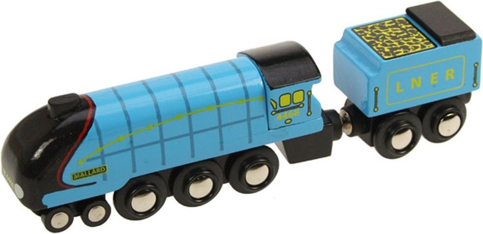 Bigjigs Rail Dřevěná replika lokomotivy Mallard + 3 koleje - obrázek 1