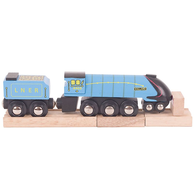 Bigjigs Rail Dřevěná replika lokomotivy Mallard + 3 koleje - obrázek 3