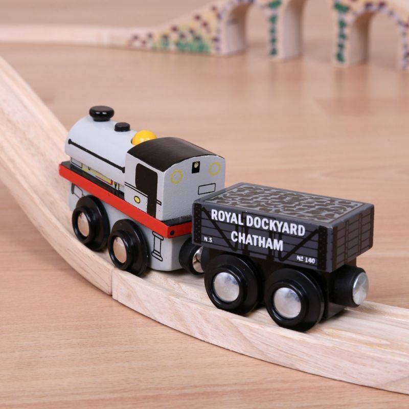 Bigjigs Rail Dřevěná replika lokomotivy Peckett + 2 koleje - obrázek 2