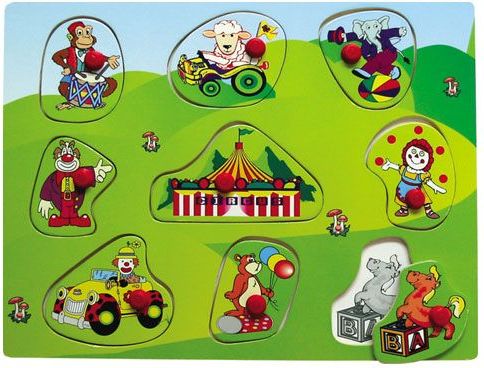 Vkládačky Dřevěné vkládací puzzle cirkus - obrázek 1