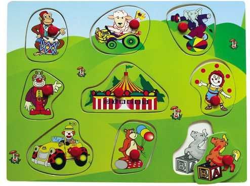 Vkládačky Dřevěné vkládací puzzle cirkus - obrázek 3