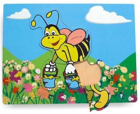 Vkládačky Dřevěné vkládací puzzle včela - obrázek 3