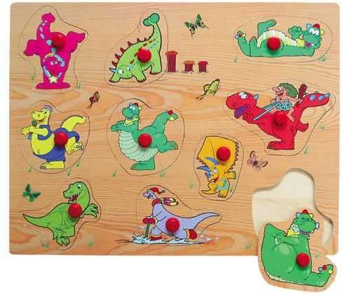 Vkládačky Dřevěné vkládací puzzle dinosauři B - obrázek 3