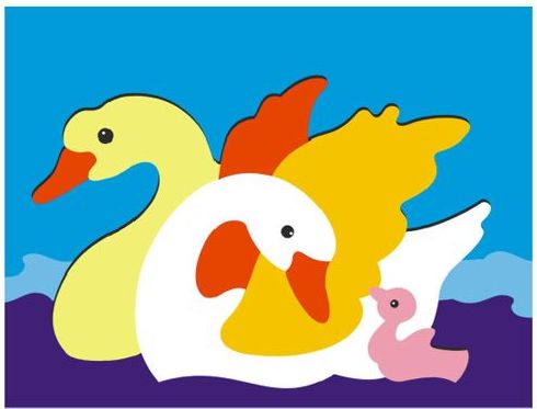 Vkládačky Dřevěné vkládací puzzle labuť - obrázek 1