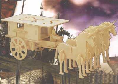 Woodcraft construction kit Woodcraft Dřevěné 3D puzzle Povoz - obrázek 2