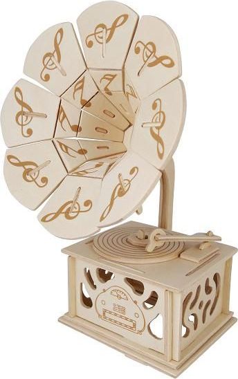 Woodcraft construction kit Woodcraft Dřevěné 3D puzzle gramofón - obrázek 1