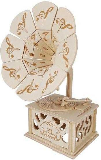 Woodcraft construction kit Woodcraft Dřevěné 3D puzzle gramofón - obrázek 3