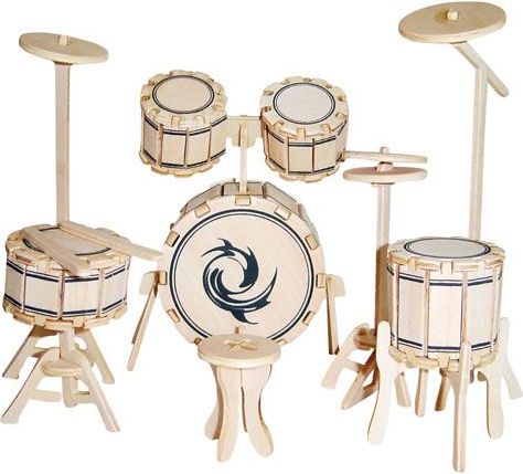 Woodcraft construction kit Woodcraft Dřevěné 3D puzzle bubny - obrázek 1