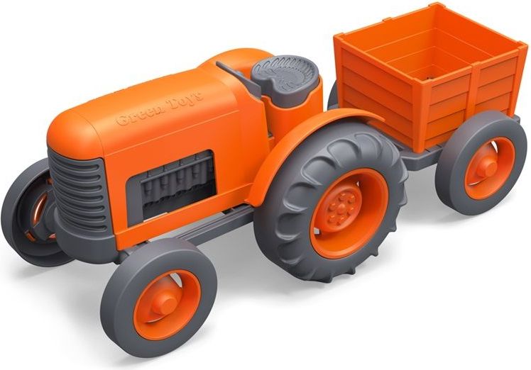 Green Toys - Traktor s vlečkou oranžový - obrázek 1