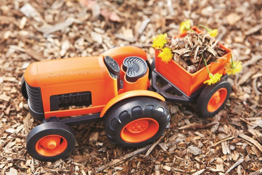 Green Toys - Traktor s vlečkou oranžový - obrázek 10