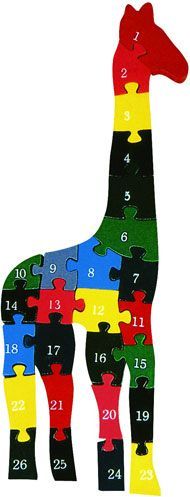 HJ Toys Vkládací puzzle z masivu žirafa s čísly a písmeny - obrázek 1