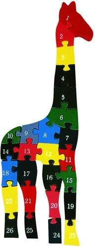 HJ Toys Vkládací puzzle z masivu žirafa s čísly a písmeny - obrázek 2