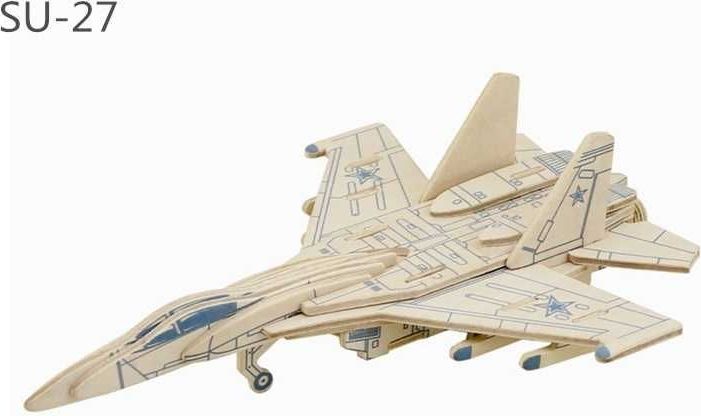 RoboTime Dřevěná skládačka ruská stíhačka SU-27 - obrázek 3