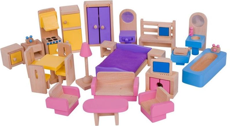 Bigjigs Toys Dřevěný nábytek do domečku pro panenky - obrázek 1