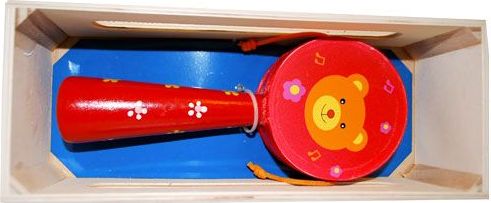 HJ Toys Dřevěný bubínek s rukojetí - obrázek 1