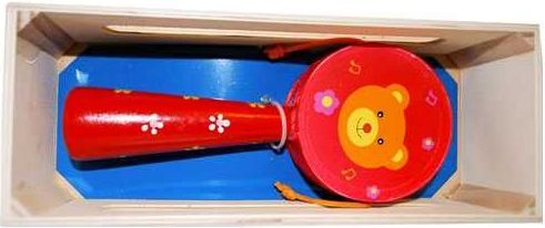 HJ Toys Dřevěný bubínek s rukojetí - obrázek 3