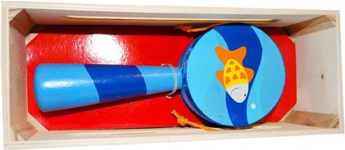 HJ Toys Dřevěný bubínek s rukojetí - obrázek 1