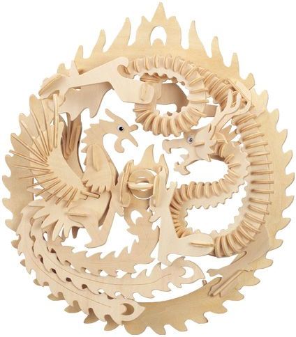 Woodcraft construction kit Woodcraft Dřevěné 3D puzzle Fénix a drak - obrázek 1
