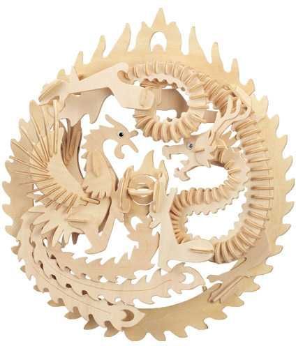 Woodcraft construction kit Woodcraft Dřevěné 3D puzzle Fénix a drak - obrázek 3