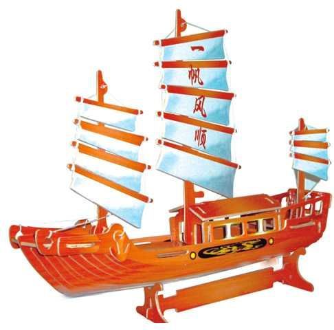 Woodcraft construction kit Woodcraft Dřevěné 3D puzzle čínská plachetnice barevná - obrázek 3