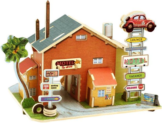 RoboTime Dřevěná skládačka Americký motel - obrázek 1