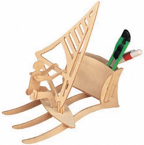 Woodcraft construction kit Woodcraft Dřevěné 3D puzzle stojánek na tužky surfing - obrázek 1