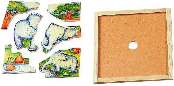 Voila Dřevěné hračky - Puzzle na desce - Dřevěné puzzle SLON - obrázek 6