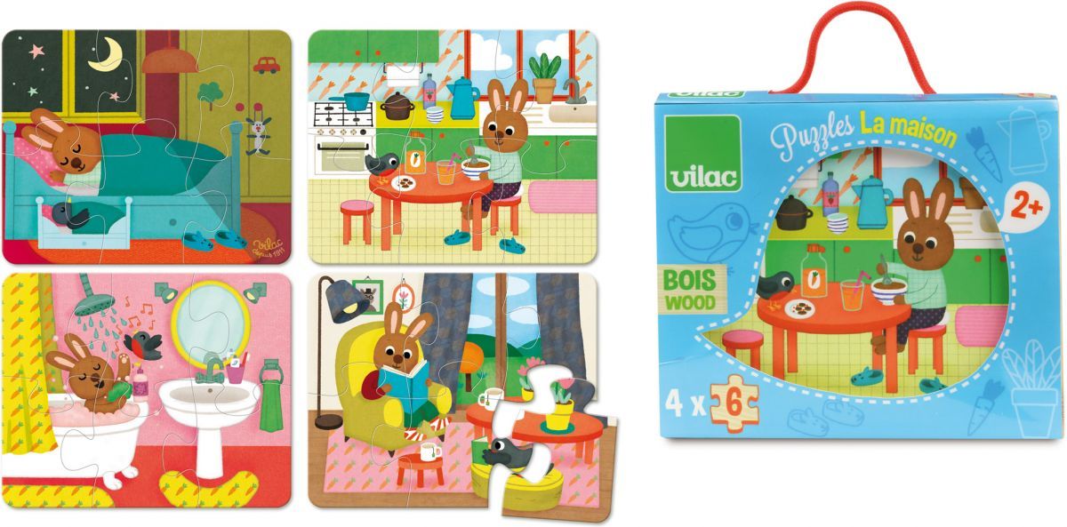 Puzzle pro nejmenší - Dům se zajíčkem, 24ks (Vilac) - obrázek 1