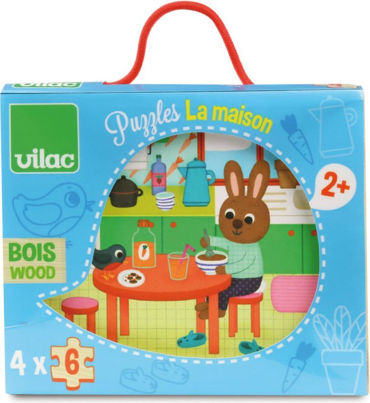 Puzzle pro nejmenší - Dům se zajíčkem, 24ks (Vilac) - obrázek 4