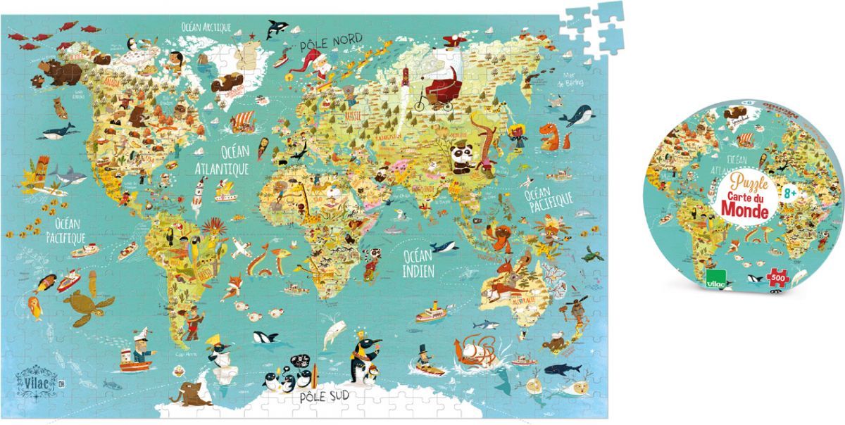 Vilac Puzzle mapa světa 500 dílků - obrázek 3