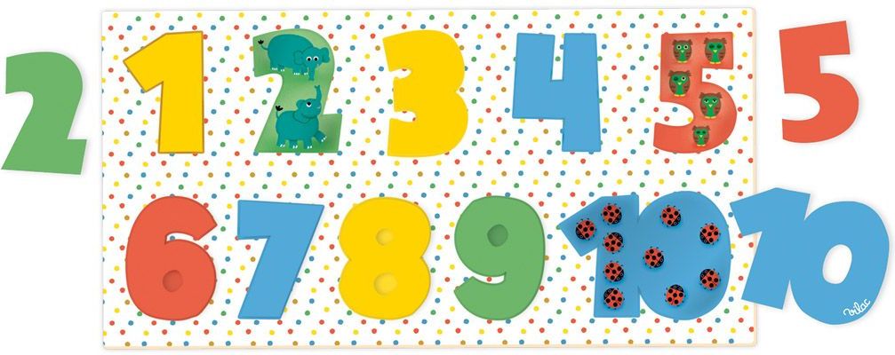 Vilac Dřevěné vkládací puzzle čísla - obrázek 1