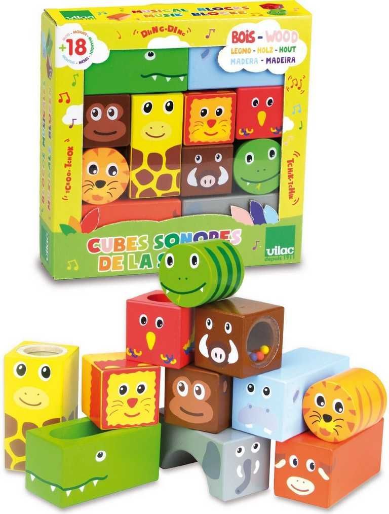 Vilac Chrastící zvukové kostky Zvířátka ze safari - obrázek 4